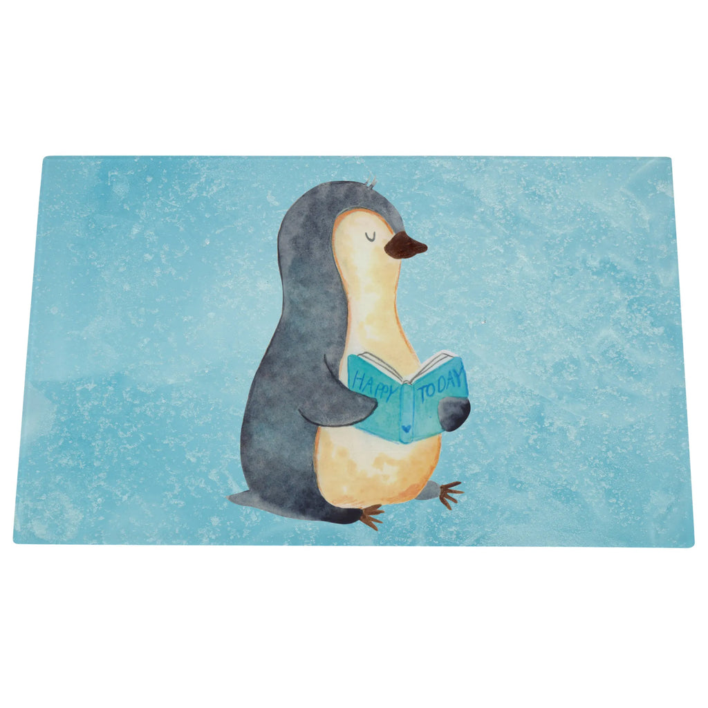 Glasschneidebrett Pinguin Buch Glasschneidebrett, Schneidebrett, Frühstücksbrett, Küche, Pinguin, Pinguine, Buch, Lesen, Bücherwurm, Nichtstun, Faulenzen, Ferien, Urlaub, Freizeit