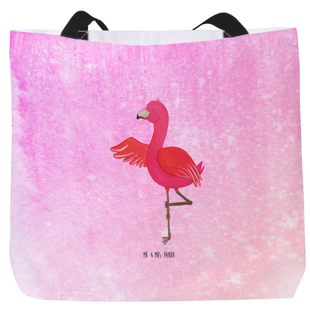 Shopper Flamingo Yoga Beutel, Einkaufstasche, Tasche, Strandtasche, Einkaufsbeutel, Shopper, Schultasche, Freizeittasche, Tragebeutel, Schulbeutel, Alltagstasche, Flamingo, Vogel, Yoga, Namaste, Achtsamkeit, Yoga-Übung, Entspannung, Ärger, Aufregen, Tiefenentspannung