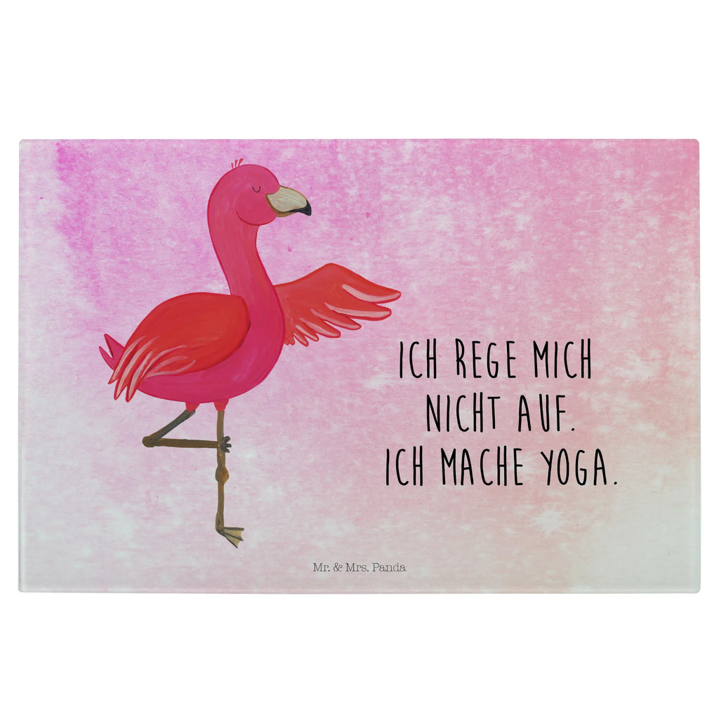 Glasschneidebrett Flamingo Yoga Glasschneidebrett, Schneidebrett, Flamingo, Vogel, Yoga, Namaste, Achtsamkeit, Yoga-Übung, Entspannung, Ärger, Aufregen, Tiefenentspannung