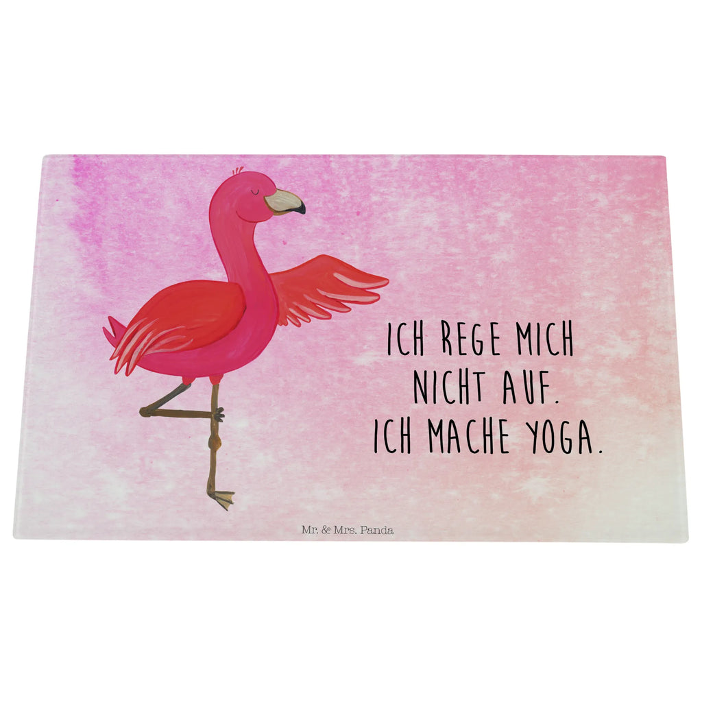 Glasschneidebrett Flamingo Yoga Glasschneidebrett, Schneidebrett, Flamingo, Vogel, Yoga, Namaste, Achtsamkeit, Yoga-Übung, Entspannung, Ärger, Aufregen, Tiefenentspannung