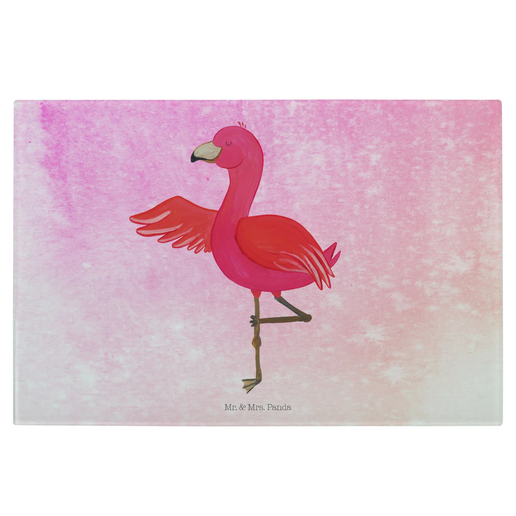 Glasschneidebrett Flamingo Yoga Glasschneidebrett, Schneidebrett, Flamingo, Vogel, Yoga, Namaste, Achtsamkeit, Yoga-Übung, Entspannung, Ärger, Aufregen, Tiefenentspannung