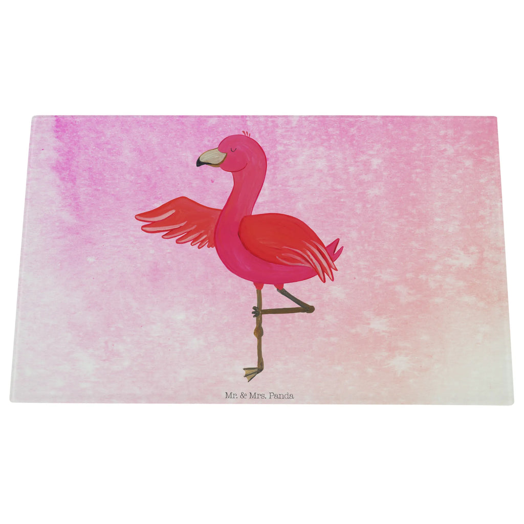 Glasschneidebrett Flamingo Yoga Glasschneidebrett, Schneidebrett, Flamingo, Vogel, Yoga, Namaste, Achtsamkeit, Yoga-Übung, Entspannung, Ärger, Aufregen, Tiefenentspannung