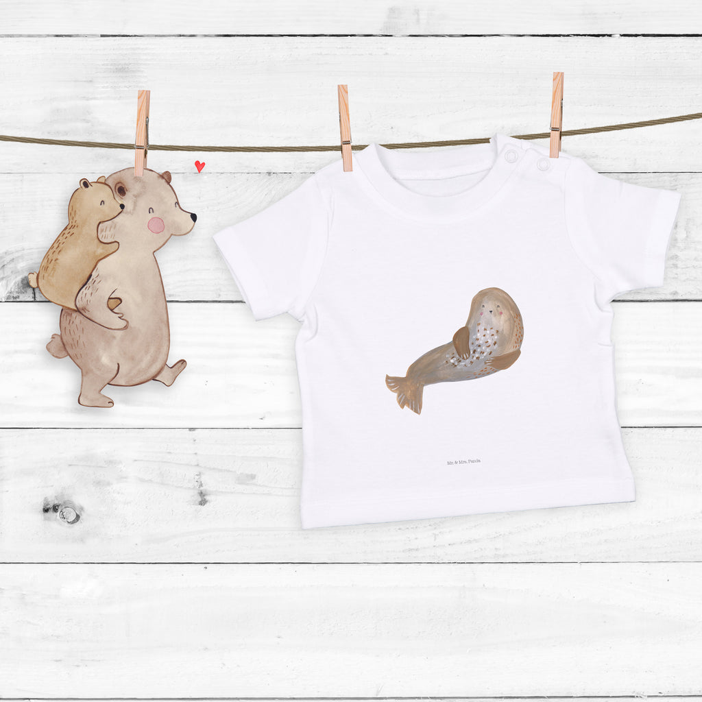 Organic Baby Shirt Robbe Lachen Baby T-Shirt, Jungen Baby T-Shirt, Mädchen Baby T-Shirt, Shirt, Tiermotive, Gute Laune, lustige Sprüche, Tiere, Robbe, Robben, Seehund, Strand, Meerestier, Ostsee, Nordsee