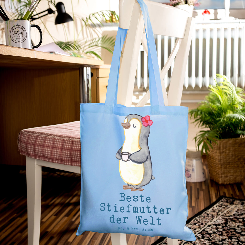 Tragetasche Pinguin Beste Stiefmutter der Welt Beuteltasche, Beutel, Einkaufstasche, Jutebeutel, Stoffbeutel, Tasche, Shopper, Umhängetasche, Strandtasche, Schultertasche, Stofftasche, Tragetasche, Badetasche, Jutetasche, Einkaufstüte, Laptoptasche, für, Dankeschön, Geschenk, Schenken, Geburtstag, Geburtstagsgeschenk, Geschenkidee, Danke, Bedanken, Mitbringsel, Freude machen, Geschenktipp, Stiefmutter, Stief Mutter, Stiefmama, Mami, Mutter, Muttertag, Mutti, Mama, Tochter, Sohn, Beste