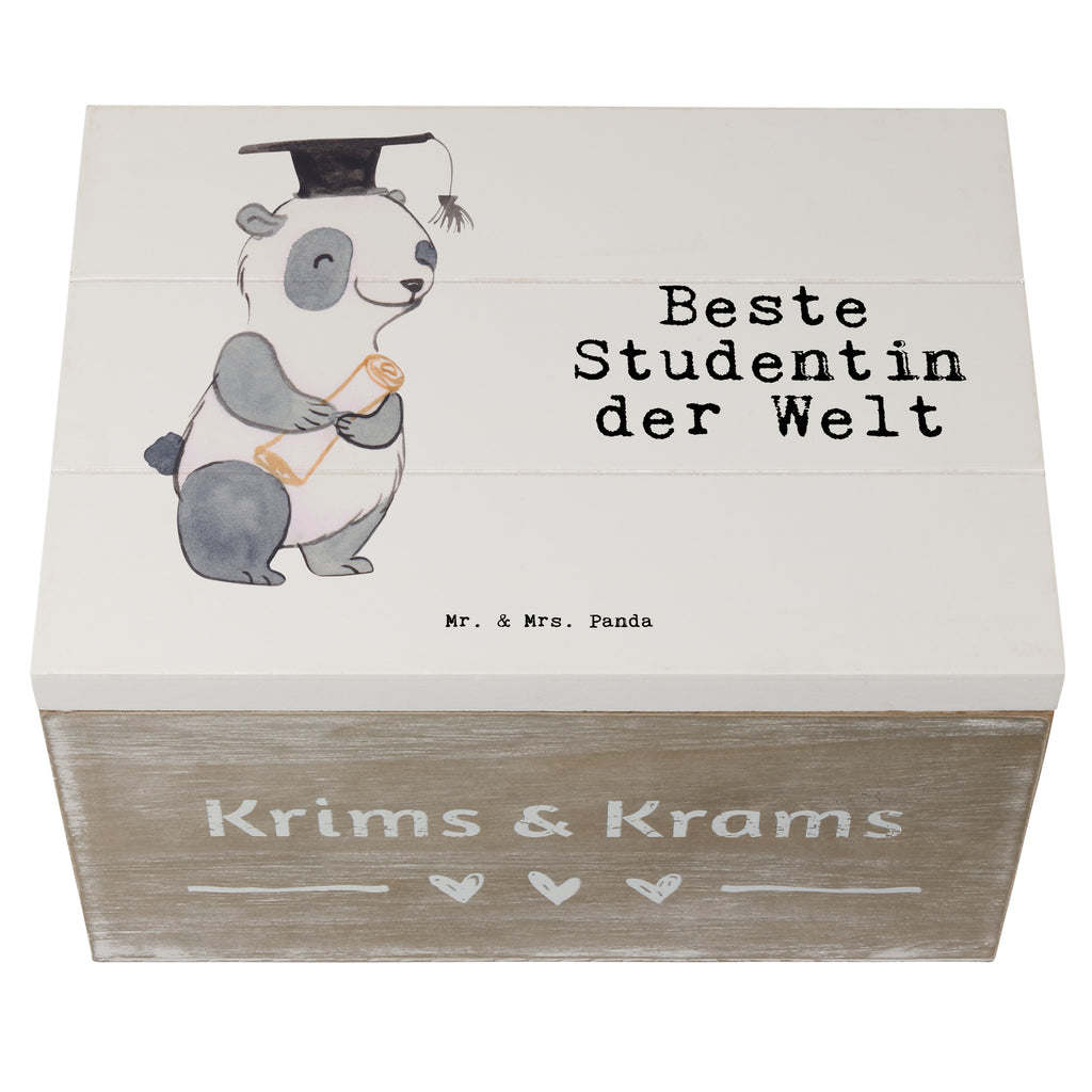 Holzkiste Panda Beste Studentin der Welt Holzkiste, Kiste, Schatzkiste, Truhe, Schatulle, XXL, Erinnerungsbox, Erinnerungskiste, Dekokiste, Aufbewahrungsbox, Geschenkbox, Geschenkdose, für, Dankeschön, Geschenk, Schenken, Geburtstag, Geburtstagsgeschenk, Geschenkidee, Danke, Bedanken, Mitbringsel, Freude machen, Geschenktipp, Studentin, Studium, Tochter, Spaß, Musterschülerin, lustig, Studienabschluss, witzig, Universität, Abschluss, Alumni, Uni, Studenten, Hochschule