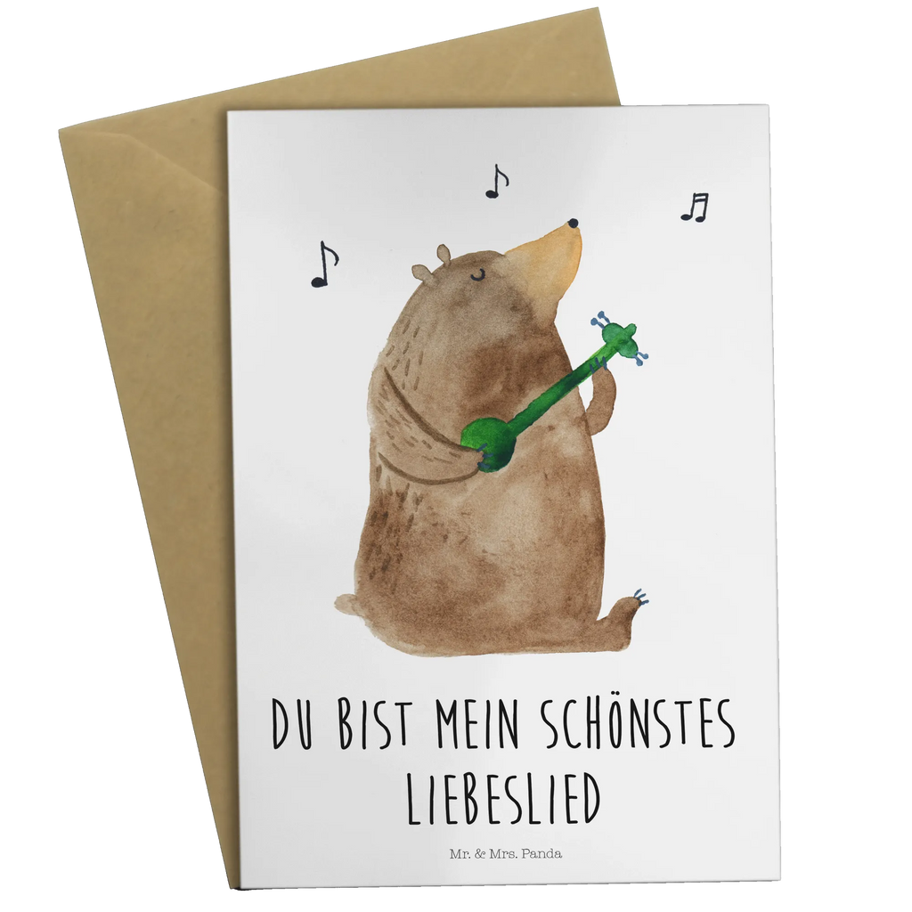 Grußkarte Bär Lied Grußkarte, Klappkarte, Einladungskarte, Glückwunschkarte, Hochzeitskarte, Geburtstagskarte, Karte, Ansichtskarten, Bär, Teddy, Teddybär, Bärchen, Bear, Liebeslied, Lied, Song, Valentinstag, Valentine, Geschenk, Partner, Liebe, Freundin, Frau, Herz, Spruch