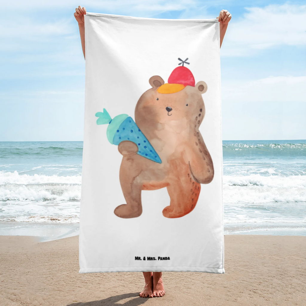 XL Badehandtuch Bär Schultüte Handtuch, Badetuch, Duschtuch, Strandtuch, Saunatuch, Bär, Teddy, Teddybär, Bär Motiv, Schultüte, Erster Schultag Geschenk, Einschulung Geschenk, Schule Geschenk, Grundschule, Schulanfang, Schulbeginn