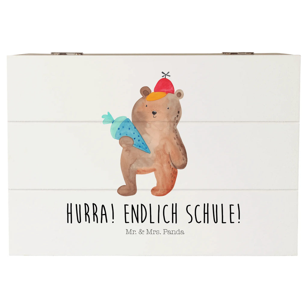 Holzkiste Bär mit Schultüte Holzkiste, Kiste, Schatzkiste, Truhe, Schatulle, XXL, Erinnerungsbox, Erinnerungskiste, Dekokiste, Aufbewahrungsbox, Geschenkbox, Geschenkdose, Bär, Teddy, Teddybär, Bär Motiv, Schultüte, Erster Schultag Geschenk, Einschulung Geschenk, Schule Geschenk, Grundschule, Schulanfang, Schulbeginn