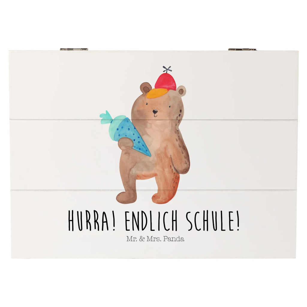 Holzkiste Bär mit Schultüte Holzkiste, Kiste, Schatzkiste, Truhe, Schatulle, XXL, Erinnerungsbox, Erinnerungskiste, Dekokiste, Aufbewahrungsbox, Geschenkbox, Geschenkdose, Bär, Teddy, Teddybär, Bär Motiv, Schultüte, Erster Schultag Geschenk, Einschulung Geschenk, Schule Geschenk, Grundschule, Schulanfang, Schulbeginn