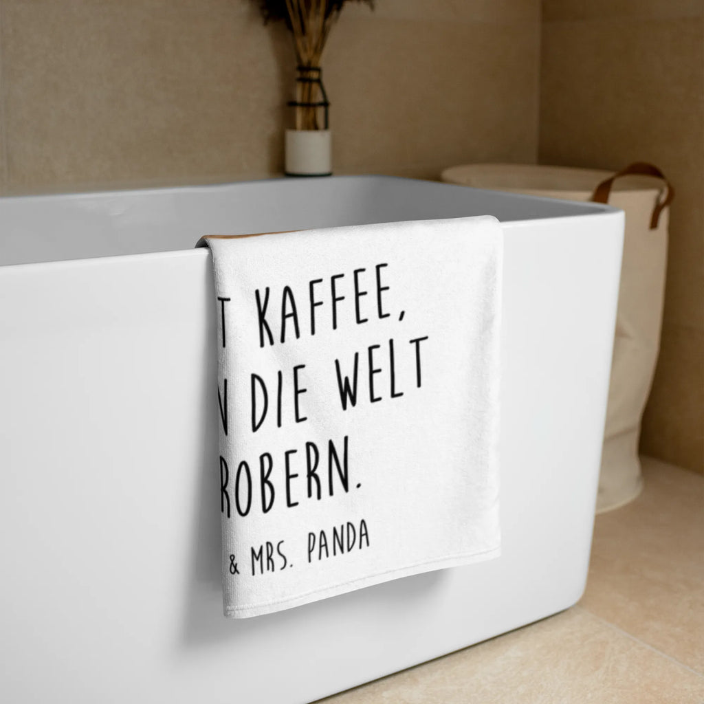 XL Badehandtuch Bär Kaffee Handtuch, Badetuch, Duschtuch, Strandtuch, Saunatuch, Bär, Teddy, Teddybär, Kaffee, Coffee, Bären, guten Morgen, Morgenroutine, Welt erobern, Welt retten, Motivation