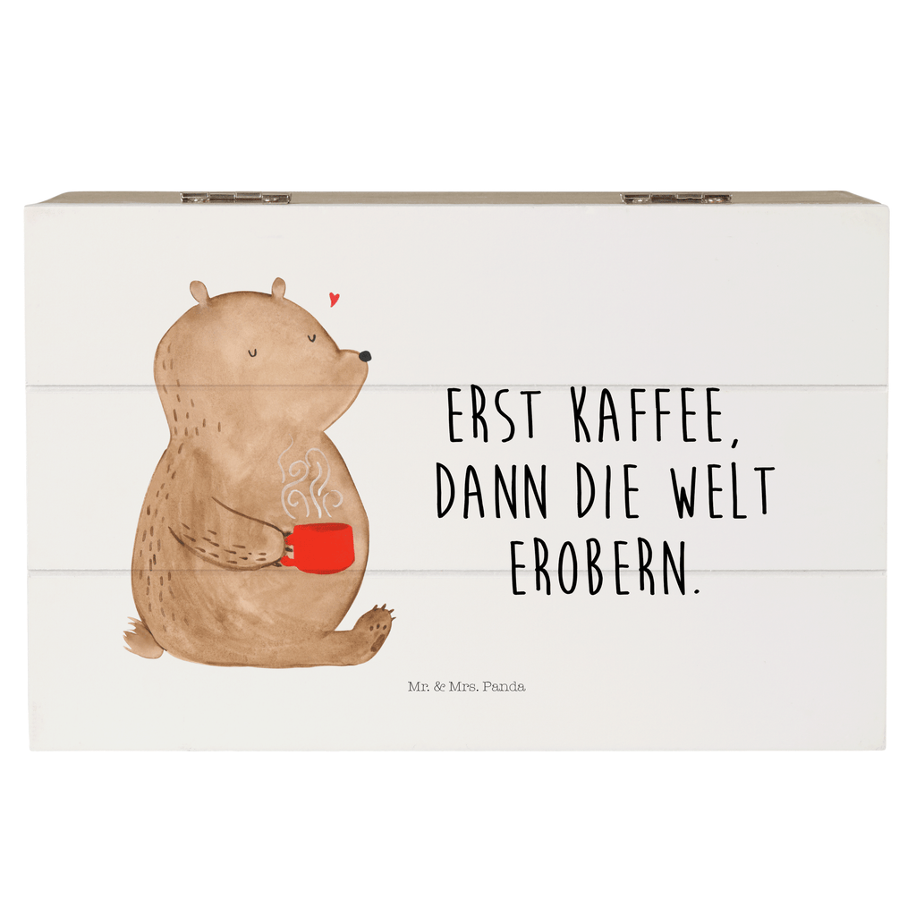 Holzkiste Bär Kaffee Holzkiste, Kiste, Schatzkiste, Truhe, Schatulle, XXL, Erinnerungsbox, Erinnerungskiste, Dekokiste, Aufbewahrungsbox, Geschenkbox, Geschenkdose, Bär, Teddy, Teddybär, Kaffee, Coffee, Bären, guten Morgen, Morgenroutine, Welt erobern, Welt retten, Motivation