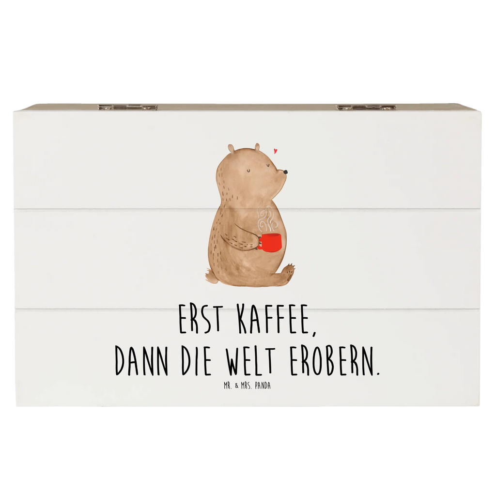 Holzkiste Bär Kaffee Holzkiste, Kiste, Schatzkiste, Truhe, Schatulle, XXL, Erinnerungsbox, Erinnerungskiste, Dekokiste, Aufbewahrungsbox, Geschenkbox, Geschenkdose, Bär, Teddy, Teddybär, Kaffee, Coffee, Bären, guten Morgen, Morgenroutine, Welt erobern, Welt retten, Motivation