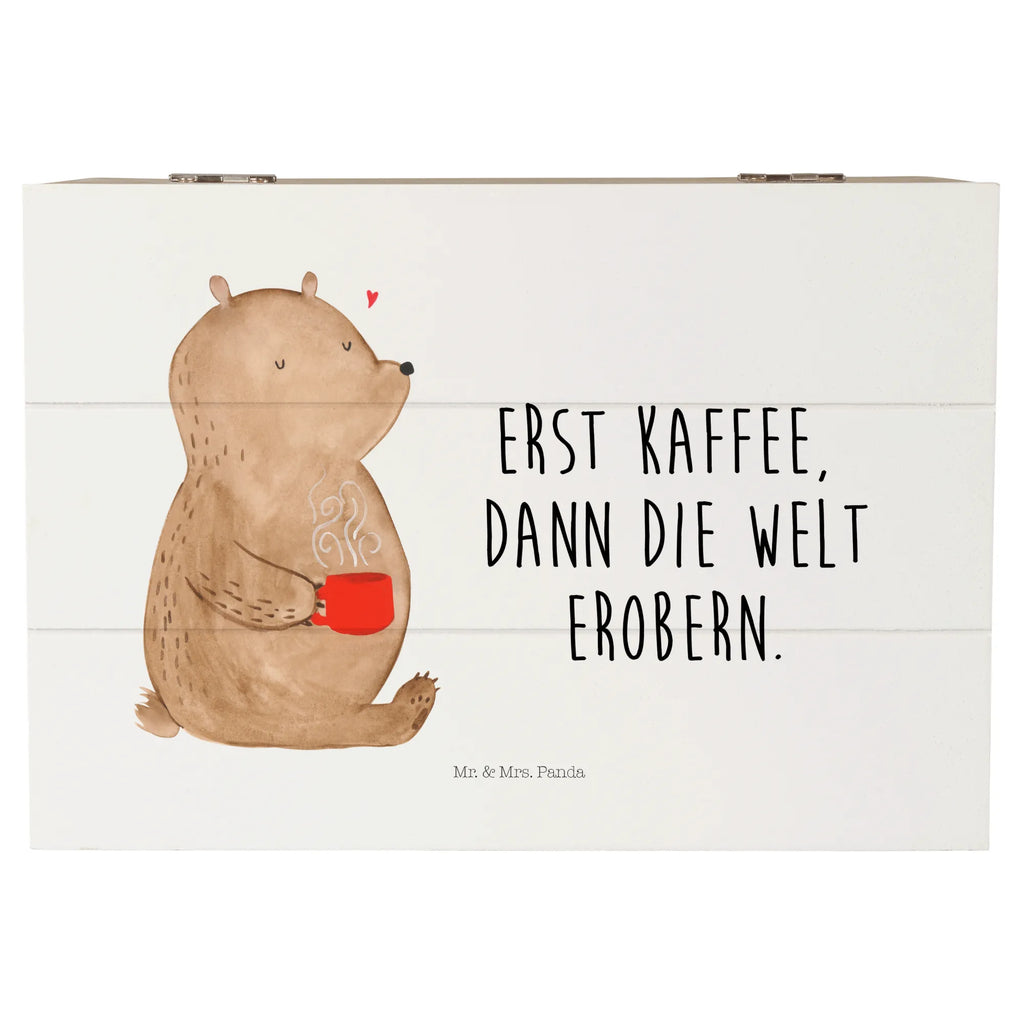 Holzkiste Bär Kaffee Holzkiste, Kiste, Schatzkiste, Truhe, Schatulle, XXL, Erinnerungsbox, Erinnerungskiste, Dekokiste, Aufbewahrungsbox, Geschenkbox, Geschenkdose, Bär, Teddy, Teddybär, Kaffee, Coffee, Bären, guten Morgen, Morgenroutine, Welt erobern, Welt retten, Motivation