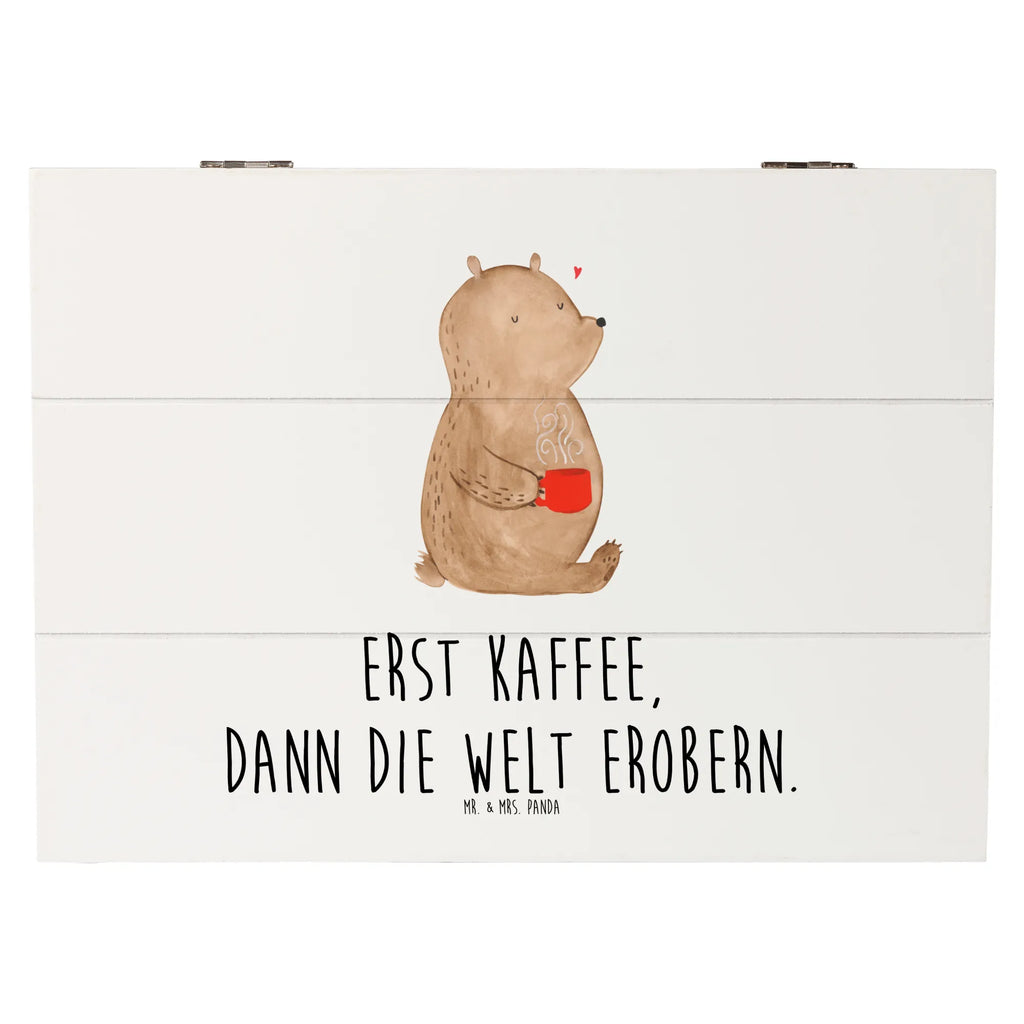 Holzkiste Bär Kaffee Holzkiste, Kiste, Schatzkiste, Truhe, Schatulle, XXL, Erinnerungsbox, Erinnerungskiste, Dekokiste, Aufbewahrungsbox, Geschenkbox, Geschenkdose, Bär, Teddy, Teddybär, Kaffee, Coffee, Bären, guten Morgen, Morgenroutine, Welt erobern, Welt retten, Motivation