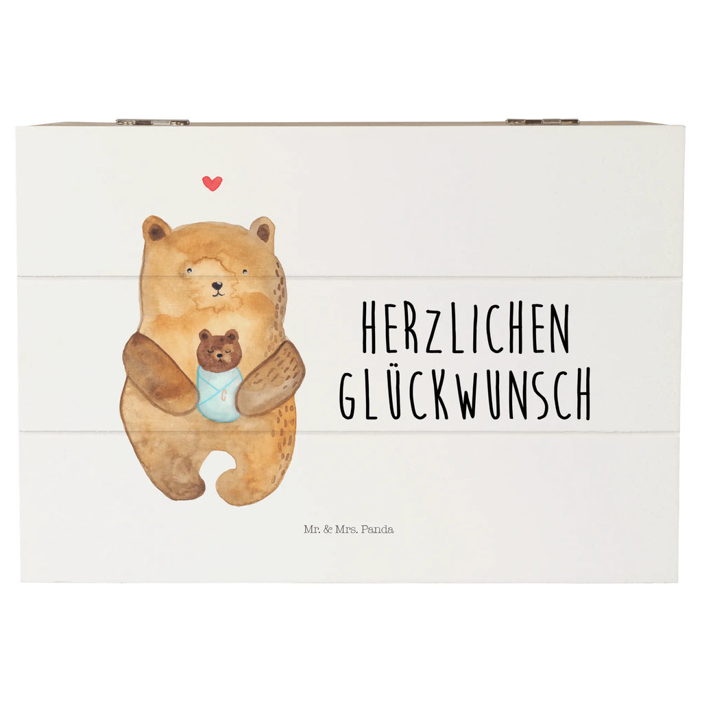 Holzkiste Bär mit Baby Holzkiste, Kiste, Schatzkiste, Truhe, Schatulle, XXL, Erinnerungsbox, Erinnerungskiste, Dekokiste, Aufbewahrungsbox, Geschenkbox, Geschenkdose, Bär, Teddy, Teddybär, Eltern, Mutter, Baby, Taufe, Geburt, Nichte, Neffe, Enkel, Enkelin, Täufling, Geburtstag, Glückwunsch