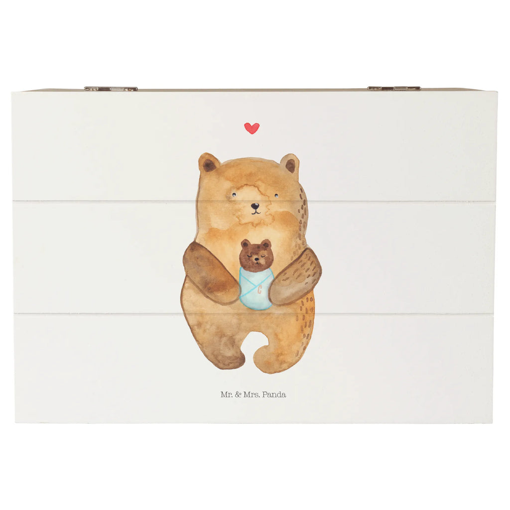 Holzkiste Bär mit Baby Holzkiste, Kiste, Schatzkiste, Truhe, Schatulle, XXL, Erinnerungsbox, Erinnerungskiste, Dekokiste, Aufbewahrungsbox, Geschenkbox, Geschenkdose, Bär, Teddy, Teddybär, Eltern, Mutter, Baby, Taufe, Geburt, Nichte, Neffe, Enkel, Enkelin, Täufling, Geburtstag, Glückwunsch