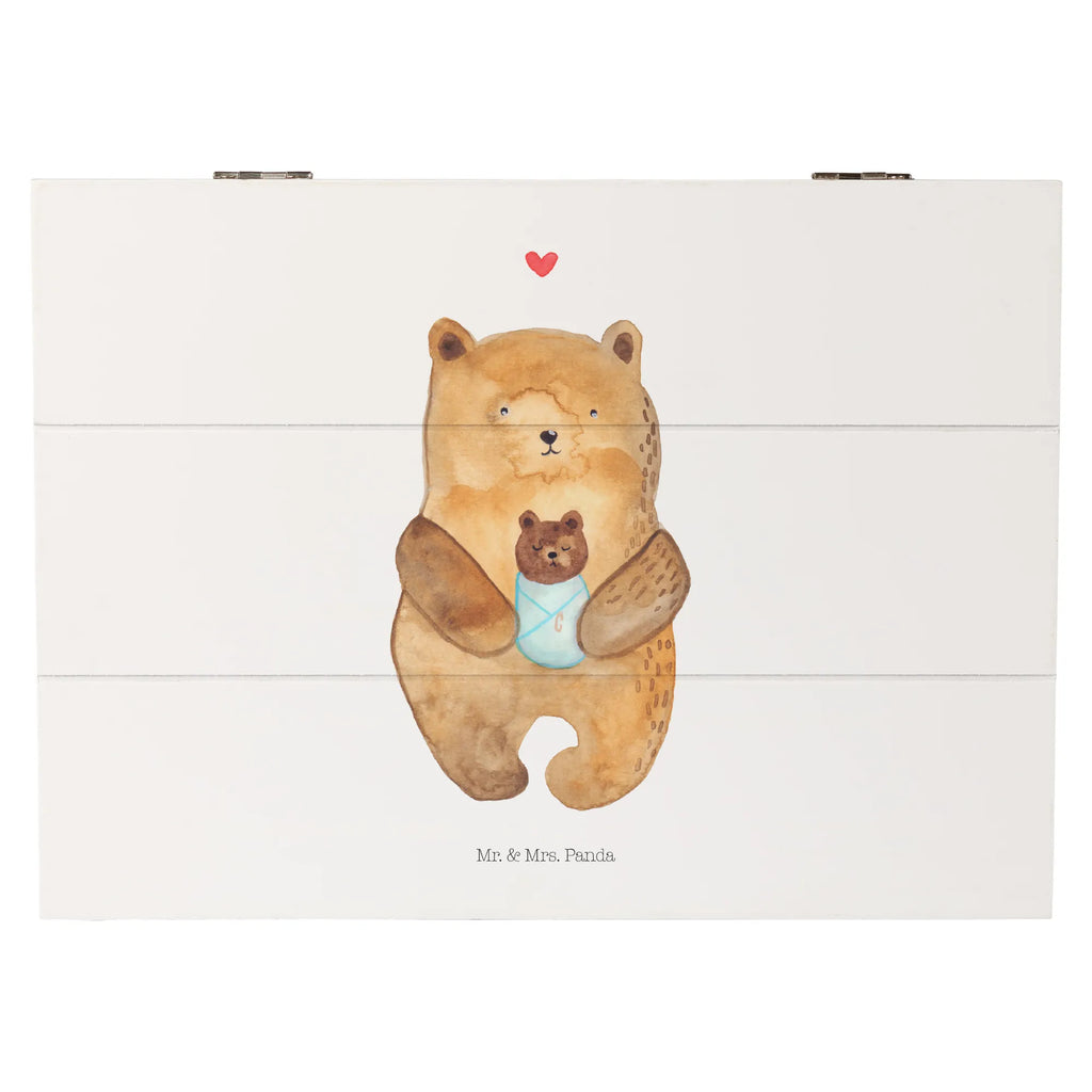 Holzkiste Bär mit Baby Holzkiste, Kiste, Schatzkiste, Truhe, Schatulle, XXL, Erinnerungsbox, Erinnerungskiste, Dekokiste, Aufbewahrungsbox, Geschenkbox, Geschenkdose, Bär, Teddy, Teddybär, Eltern, Mutter, Baby, Taufe, Geburt, Nichte, Neffe, Enkel, Enkelin, Täufling, Geburtstag, Glückwunsch