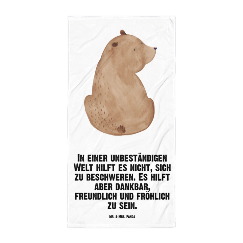 XL Badehandtuch Bär Schulterblick Handtuch, Badetuch, Duschtuch, Strandtuch, Saunatuch, Bär, Teddy, Teddybär, Selbstachtung, Weltansicht, Motivation, Bären, Bärenliebe, Weisheit