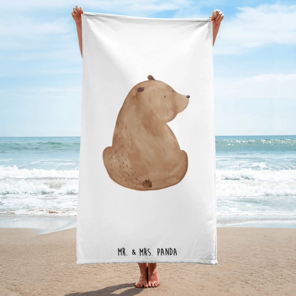 XL Badehandtuch Bär Schulterblick Handtuch, Badetuch, Duschtuch, Strandtuch, Saunatuch, Bär, Teddy, Teddybär, Selbstachtung, Weltansicht, Motivation, Bären, Bärenliebe, Weisheit