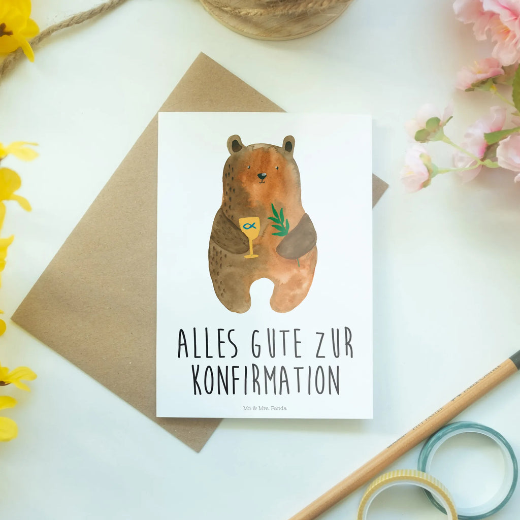 Grußkarte Bär Konfirmation Grußkarte, Klappkarte, Einladungskarte, Glückwunschkarte, Hochzeitskarte, Geburtstagskarte, Karte, Ansichtskarten, Bär, Teddy, Teddybär, Konfirmation, Kirche, evangelisch, Gottesdienst