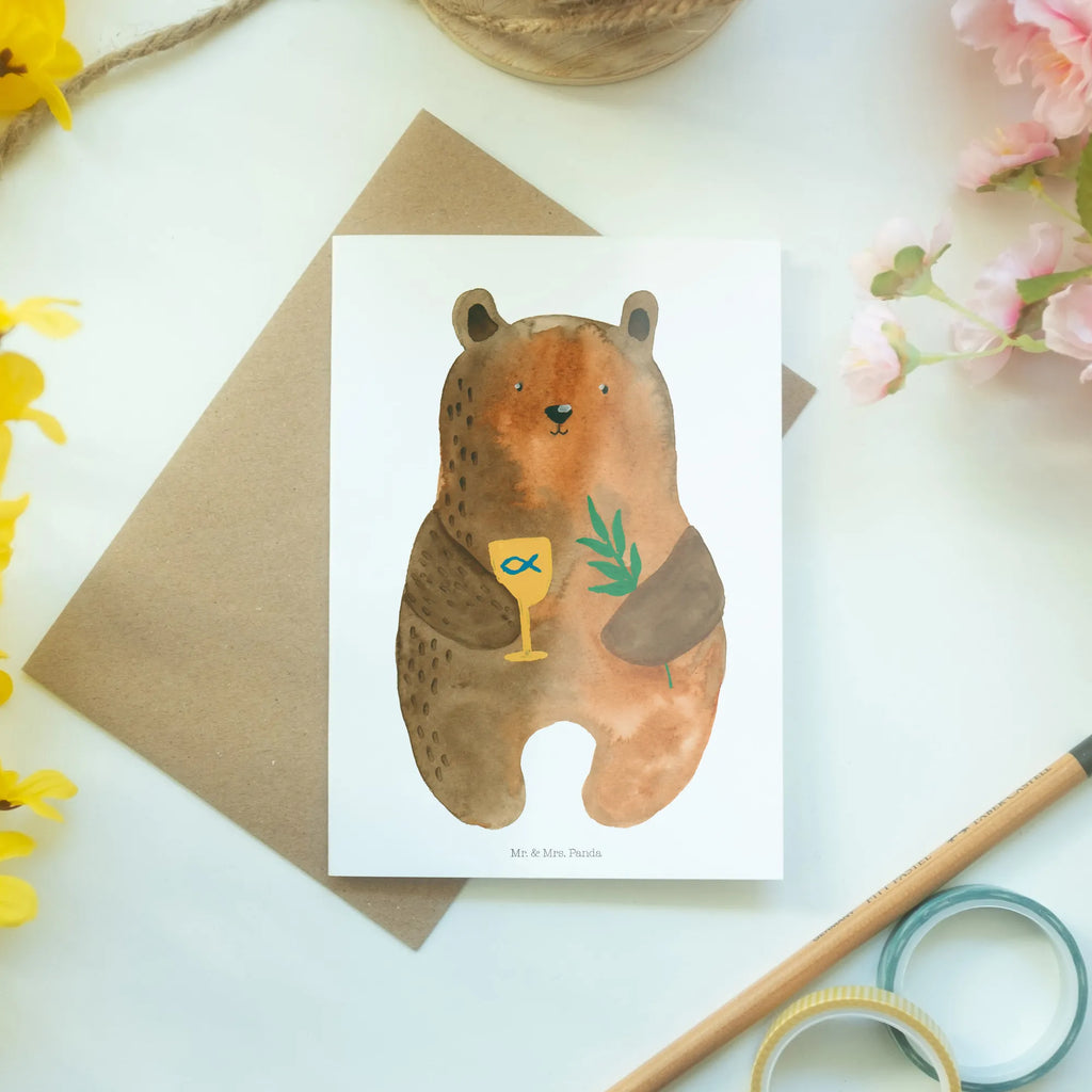 Grußkarte Bär Konfirmation Grußkarte, Klappkarte, Einladungskarte, Glückwunschkarte, Hochzeitskarte, Geburtstagskarte, Karte, Ansichtskarten, Bär, Teddy, Teddybär, Konfirmation, Kirche, evangelisch, Gottesdienst