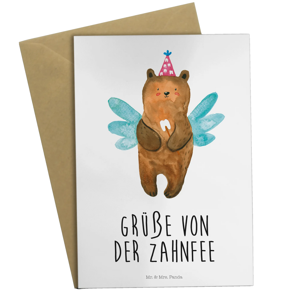 Grußkarte Zahnfee Bär Grußkarte, Klappkarte, Einladungskarte, Glückwunschkarte, Hochzeitskarte, Geburtstagskarte, Karte, Ansichtskarten, Bär, Teddy, Teddybär, Zahnfee, Fee, Milchzahn, Erster Zahn