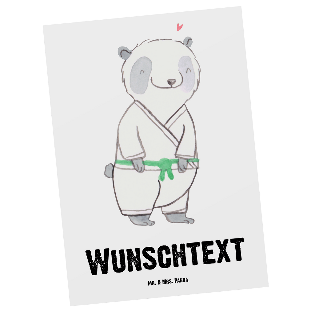 Personalisierte Postkarte Panda Jiu Jitsu Postkarte mit Namen, Postkarte bedrucken, Postkarte mit Wunschtext, Postkarte personalisierbar, Geschenkkarte mit Namen, Grußkarte mit Namen, Karte mit Namen, Einladung mit Namen, Ansichtskarte mit Namen, Geschenkkarte mit Wunschtext, Grußkarte mit Wunschtext, Karte mit Wunschtext, Einladung mit Wunschtext, Ansichtskarte mit Wunschtext, Geschenk, Sport, Sportart, Hobby, Schenken, Danke, Dankeschön, Auszeichnung, Gewinn, Sportler, Jiu Jitsu, japanische Kampfkunst, Selbstverteidigung