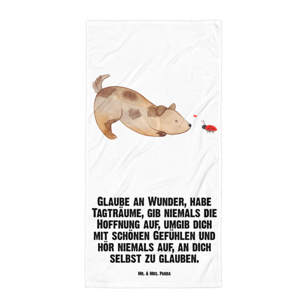 XL Badehandtuch Hund Marienkäfer Handtuch, Badetuch, Duschtuch, Strandtuch, Saunatuch, Hund, Hundemotiv, Haustier, Hunderasse, Tierliebhaber, Hundebesitzer, Sprüche, Hunde, Hundespruch, Marienkäfer, Mischling, Mischlinghund