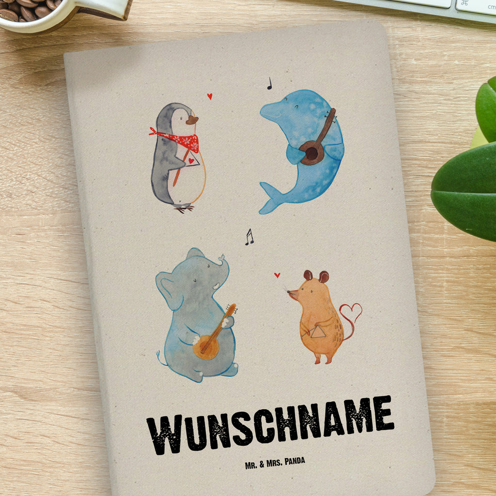 DIN A4 Personalisiertes Notizbuch Big Band Personalisiertes Notizbuch, Notizbuch mit Namen, Notizbuch bedrucken, Personalisierung, Namensbuch, Namen, Tiermotive, Gute Laune, lustige Sprüche, Tiere, Hund, Pinguin, Maus, Elefant, Delfin, Gitarre, Band, Triangel, Musikanten, Musik