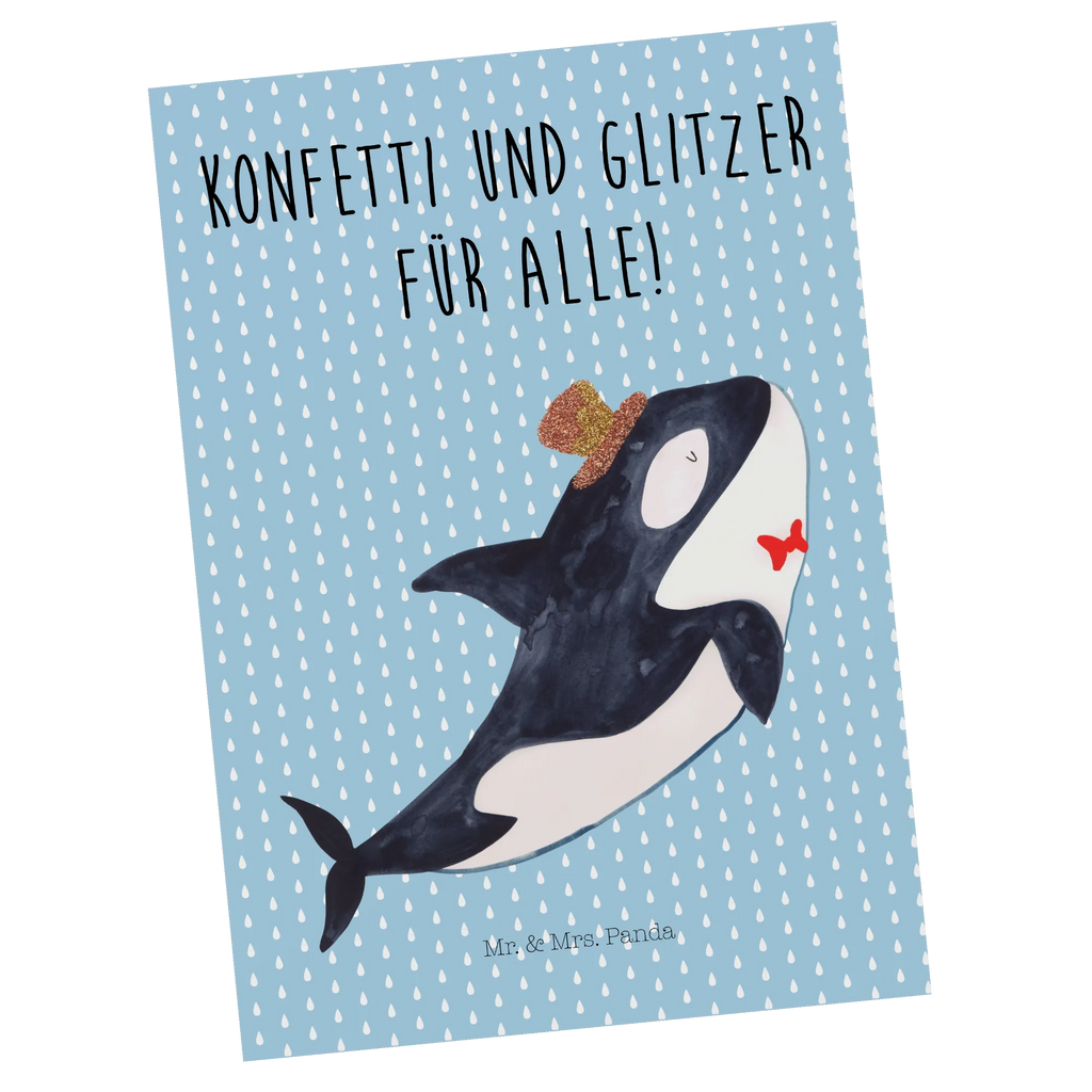 Postkarte Orca Zylinder Postkarte, Karte, Geschenkkarte, Grußkarte, Einladung, Ansichtskarte, Geburtstagskarte, Einladungskarte, Dankeskarte, Ansichtskarten, Einladung Geburtstag, Einladungskarten Geburtstag, Meerestiere, Meer, Urlaub, Narwal, Glitter, Konfetti, Glitzer, Geburtstag, Feier, Fete, Fest, Glückwunsch, Orca