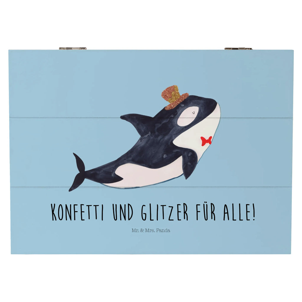 Holzkiste Orca Zylinder Holzkiste, Kiste, Schatzkiste, Truhe, Schatulle, XXL, Erinnerungsbox, Erinnerungskiste, Dekokiste, Aufbewahrungsbox, Geschenkbox, Geschenkdose, Meerestiere, Meer, Urlaub, Narwal, Glitter, Konfetti, Glitzer, Geburtstag, Feier, Fete, Fest, Glückwunsch, Orca