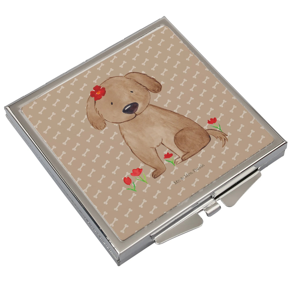 Handtaschenspiegel quadratisch Hund Dame Spiegel, Handtasche, Quadrat, silber, schminken, Schminkspiegel, Hund, Hundemotiv, Haustier, Hunderasse, Tierliebhaber, Hundebesitzer, Sprüche, Hunde, Hundeliebe, Hundeglück, Liebe, Frauchen