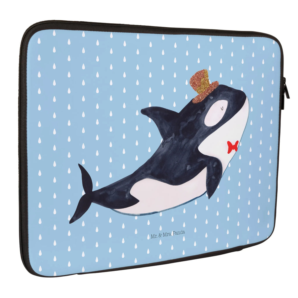 Notebook Tasche Orca Zylinder Notebook Tasche, Laptop, Computertasche, Tasche, Notebook-Tasche, Notebook-Reisehülle, Notebook Schutz, Meerestiere, Meer, Urlaub, Narwal, Glitter, Konfetti, Glitzer, Geburtstag, Feier, Fete, Fest, Glückwunsch, Orca