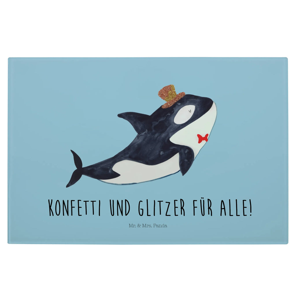 Glasschneidebrett Orca Zylinder Glasschneidebrett, Schneidebrett, Meerestiere, Meer, Urlaub, Narwal, Glitter, Konfetti, Glitzer, Geburtstag, Feier, Fete, Fest, Glückwunsch, Orca