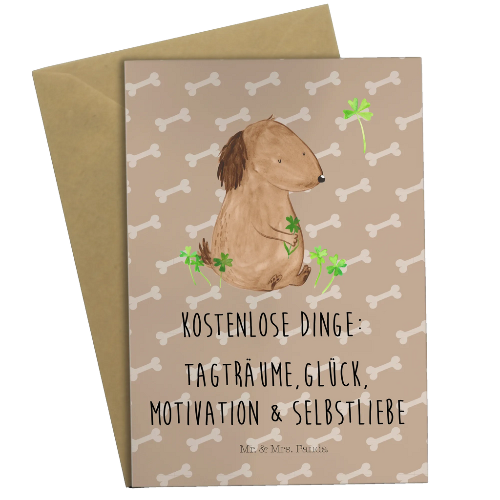 Grußkarte Hund Kleeblatt Grußkarte, Klappkarte, Einladungskarte, Glückwunschkarte, Hochzeitskarte, Geburtstagskarte, Karte, Ansichtskarten, Hund, Hundemotiv, Haustier, Hunderasse, Tierliebhaber, Hundebesitzer, Sprüche, Kleeblatt, Glück, Tagträume, Motivation, Neuanfang, Geschenk, Glücksbringer, Selbstliebe, Achtsamkeit