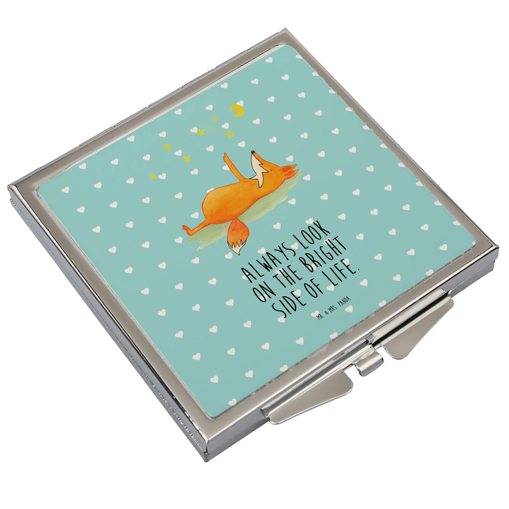 Handtaschenspiegel quadratisch Fuchs Sterne Spiegel, Handtasche, Quadrat, silber, schminken, Schminkspiegel, Fuchs, Füchse, tröstende Worte, Spruch positiv, Spruch schön, Romantik, Always Look on the Bright Side of Life