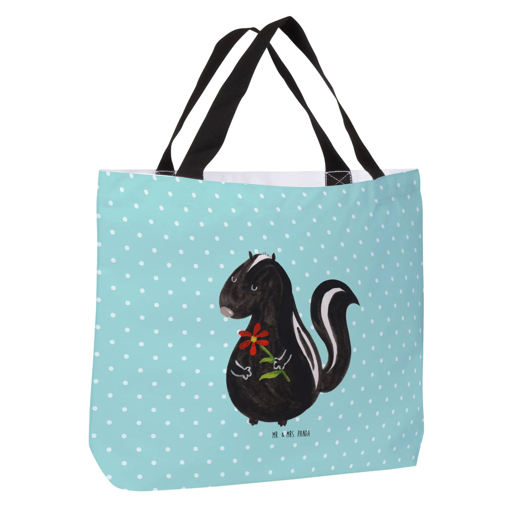 Shopper Stinktier Blume Beutel, Einkaufstasche, Tasche, Strandtasche, Einkaufsbeutel, Shopper, Schultasche, Freizeittasche, Tragebeutel, Schulbeutel, Alltagstasche, Stinktier, Skunk, Wildtier, Raubtier, Stinker, Stinki, Tagträumer, verträumt, Dreams, Träume