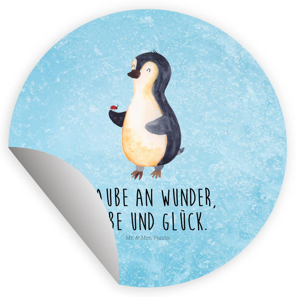 Rund Aufkleber Pinguin Marienkäfer Sticker, Aufkleber, Etikett, Pinguin, Pinguine, Marienkäfer, Liebe, Wunder, Glück, Freude, Lebensfreude