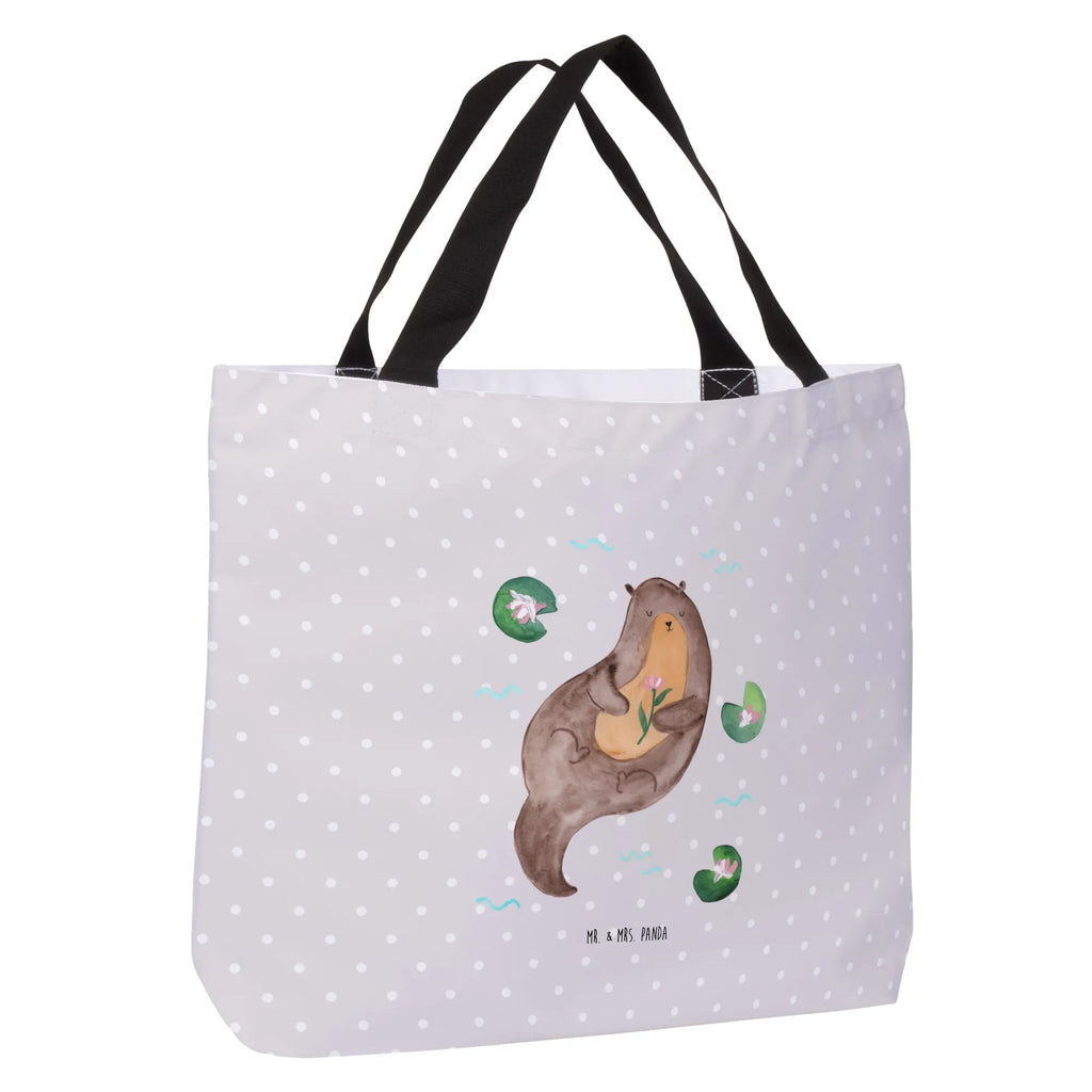 Shopper Otter Seerose Beutel, Einkaufstasche, Tasche, Strandtasche, Einkaufsbeutel, Shopper, Schultasche, Freizeittasche, Tragebeutel, Schulbeutel, Alltagstasche, Otter, Fischotter, Seeotter, Otter Seeotter See Otter