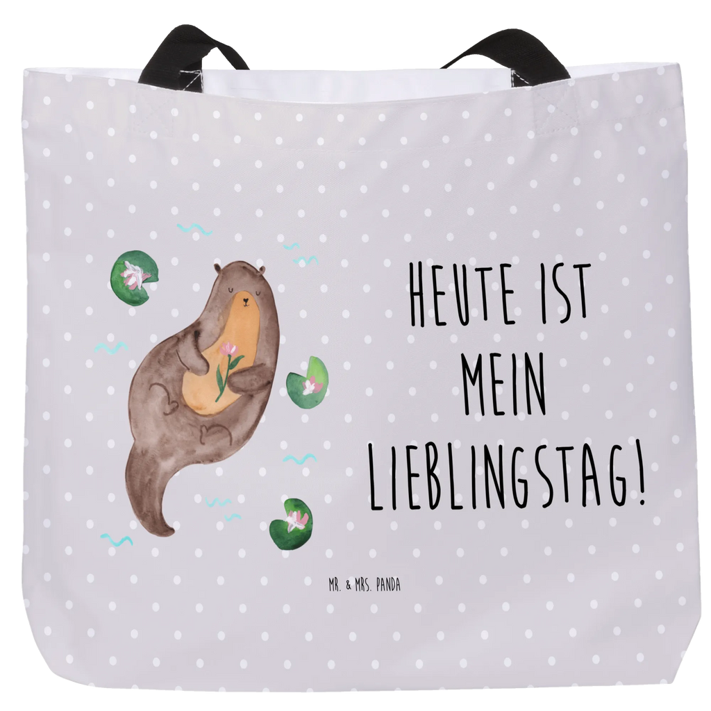 Shopper Otter Seerose Beutel, Einkaufstasche, Tasche, Strandtasche, Einkaufsbeutel, Shopper, Schultasche, Freizeittasche, Tragebeutel, Schulbeutel, Alltagstasche, Otter, Fischotter, Seeotter, Otter Seeotter See Otter