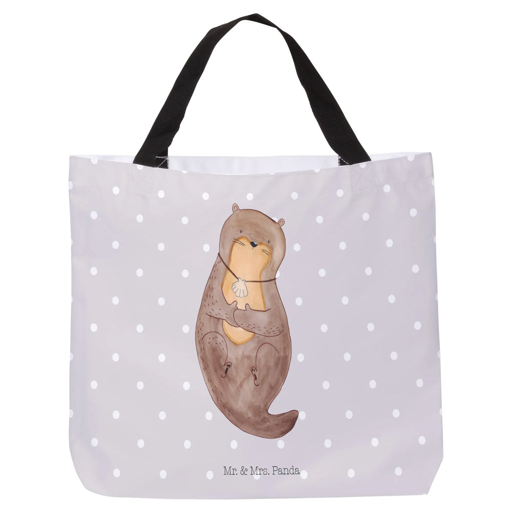 Shopper Otter Muschel Beutel, Einkaufstasche, Tasche, Strandtasche, Einkaufsbeutel, Shopper, Schultasche, Freizeittasche, Tragebeutel, Schulbeutel, Alltagstasche, Otter, Fischotter, Seeotter, Otterliebe, grübeln, träumen, Motivation, Tagträumen, Büro