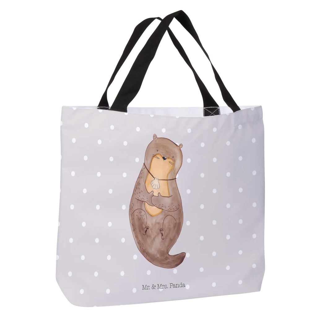 Shopper Otter Muschel Beutel, Einkaufstasche, Tasche, Strandtasche, Einkaufsbeutel, Shopper, Schultasche, Freizeittasche, Tragebeutel, Schulbeutel, Alltagstasche, Otter, Fischotter, Seeotter, Otterliebe, grübeln, träumen, Motivation, Tagträumen, Büro