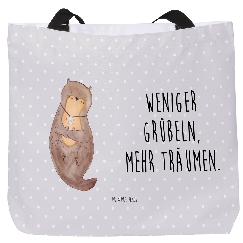 Shopper Otter Muschel Beutel, Einkaufstasche, Tasche, Strandtasche, Einkaufsbeutel, Shopper, Schultasche, Freizeittasche, Tragebeutel, Schulbeutel, Alltagstasche, Otter, Fischotter, Seeotter, Otterliebe, grübeln, träumen, Motivation, Tagträumen, Büro