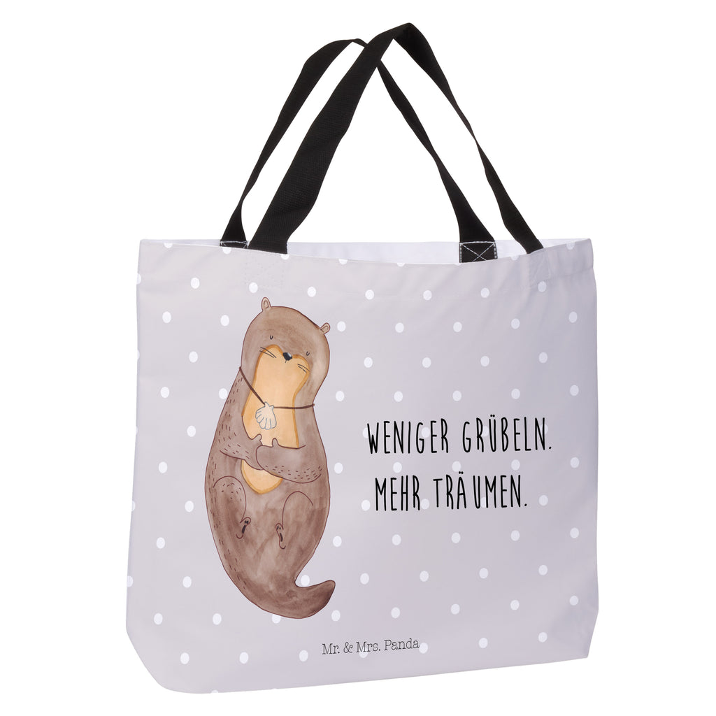 Shopper Otter Muschel Beutel, Einkaufstasche, Tasche, Strandtasche, Einkaufsbeutel, Shopper, Schultasche, Freizeittasche, Tragebeutel, Schulbeutel, Alltagstasche, Otter, Fischotter, Seeotter, Otterliebe, grübeln, träumen, Motivation, Tagträumen, Büro