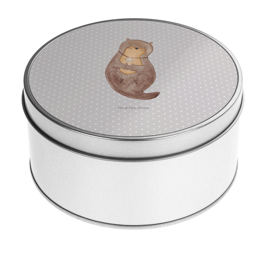 Blechdose rund Otter Muschel Metalldose, Keksdose, Dose, Vorratsdose, Geschenkbox, Lunchbox, Aufbewahrungsbox, Vorratsdosen, Metallkiste, Metallbox, Metallboxen, Aufbewahrungskiste, Geschenkkiste, Blechdosen mit Deckel, Metallkiste mit Deckel, Vorratsdosen mit Deckel, Metall Dose, Otter, Fischotter, Seeotter, Otterliebe, grübeln, träumen, Motivation, Tagträumen, Büro