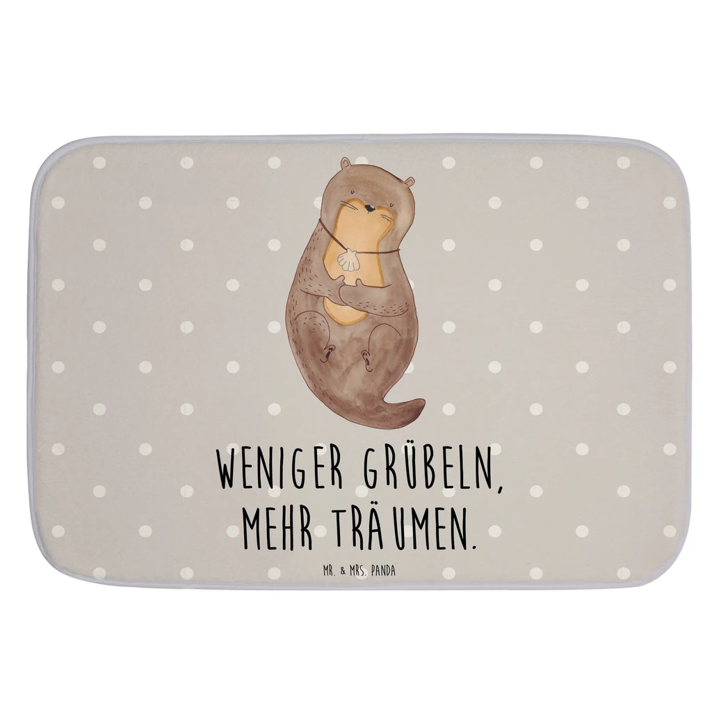 Badvorleger Otter mit Muschelmedaillon Badematte, Badteppich, Duschvorleger, Badezimmerteppich, Badezimmermatte, Badvorleger, Duschmatte, Duschteppich, Badteppiche, Badgarnitur, Badematten, Teppich Badezimmer, Badezimmermatten, Otter, Fischotter, Seeotter, Otterliebe, grübeln, träumen, Motivation, Tagträumen, Büro