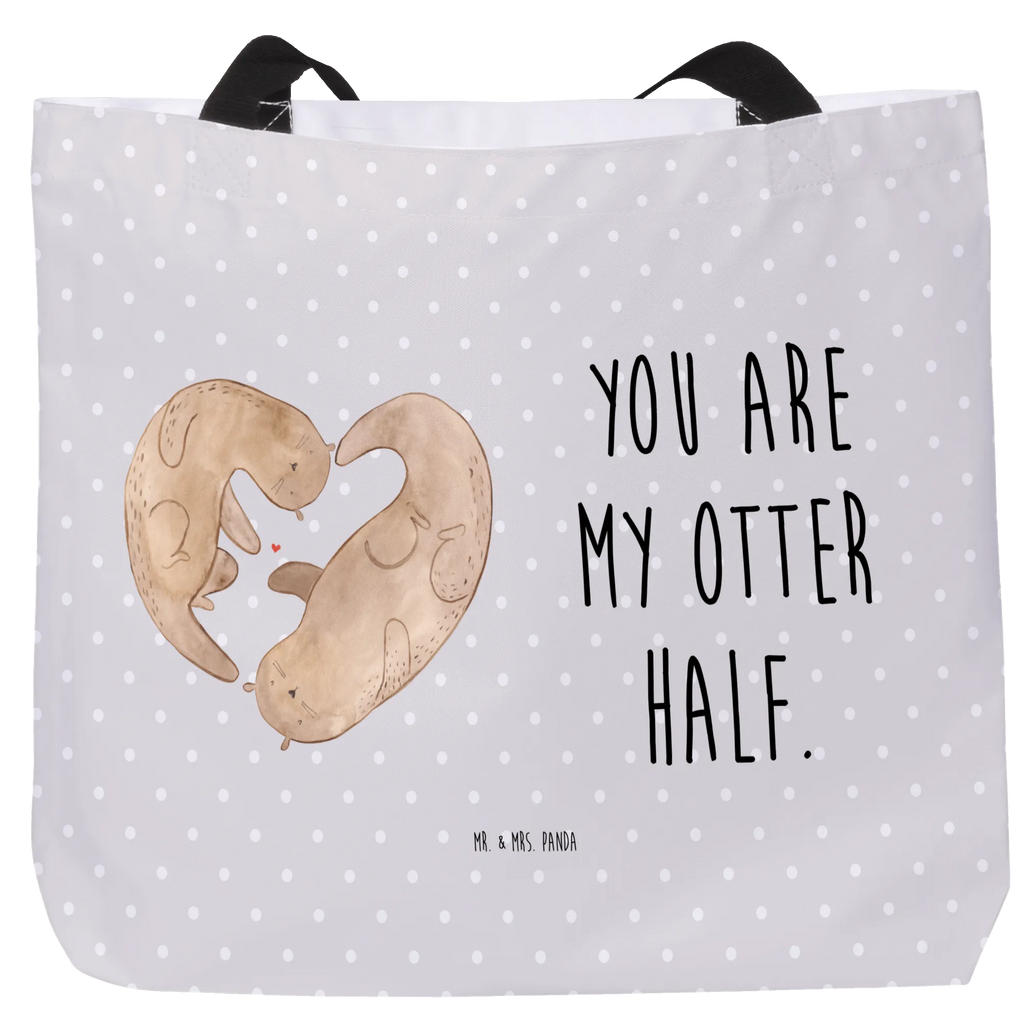 Shopper Otter Herz Beutel, Einkaufstasche, Tasche, Strandtasche, Einkaufsbeutel, Shopper, Schultasche, Freizeittasche, Tragebeutel, Schulbeutel, Alltagstasche, Otter, Fischotter, Seeotter, Liebe, Herz, Liebesbeweis, Liebesgeschenk, Bessere Hälfte, Love you, Jahrestag, Hochzeitstag, Verlobung, gemeinsames Leben