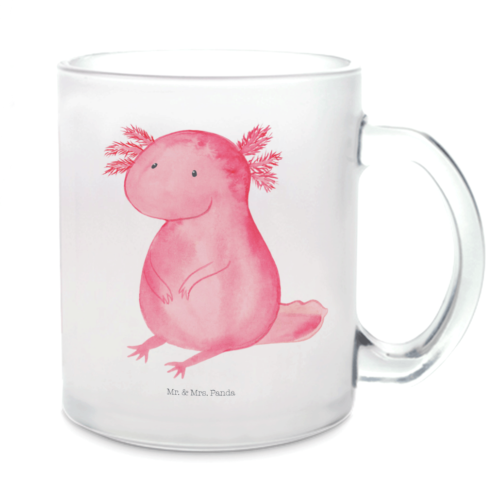 Teetasse Axolotl Teetasse, Teeglas, Teebecher, Tasse mit Henkel, Tasse, Glas Teetasse, Teetasse aus Glas, Axolotl, Molch, Axolot, vergnügt, fröhlich, zufrieden, Lebensstil, Weisheit, Lebensweisheit, Liebe, Freundin