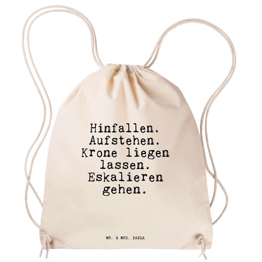 Sportbeutel Hinfallen. Aufstehen. Krone liegen... Sportbeutel, Turnbeutel, Beutel, Sporttasche, Tasche, Stoffbeutel, Sportbeutel Kinder, Gymsack, Beutel Rucksack, Kleine Sporttasche, Sportzubehör, Turnbeutel Baumwolle, Spruch, Sprüche, lustige Sprüche, Weisheiten, Zitate, Spruch Geschenke, Spruch Sprüche Weisheiten Zitate Lustig Weisheit Worte