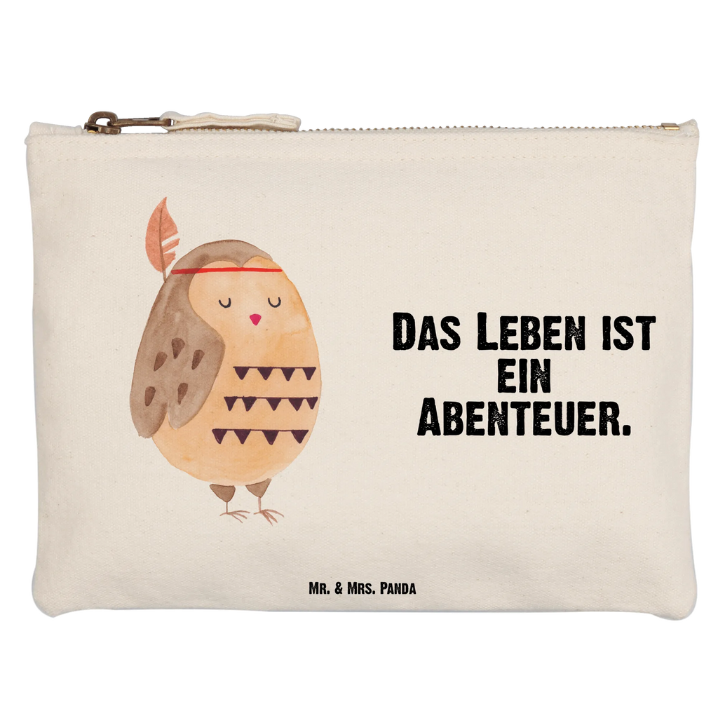 Schminktasche Eule Federschmuck Schminktasche, Kosmetiktasche, Kosmetikbeutel, Stiftemäppchen, Etui, Federmappe, Makeup, XXL, Schminketui, Kosmetiketui, Schlamperetui, Eule, Eule Deko, Owl, Das Leben ist ein Abenteuer, Reisespruch, Federschmuck, Dekoration